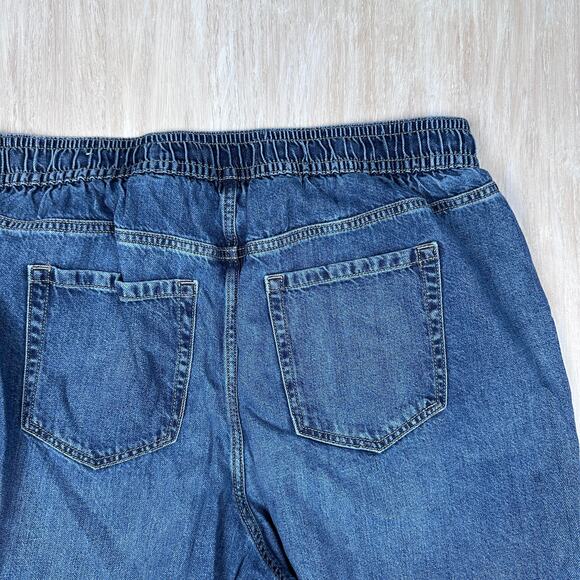 Lane Bryant Pull On Wide Leg Distressed Ripped Drawstring Elastic Waist Jeans 16 - Picture 8 of 16